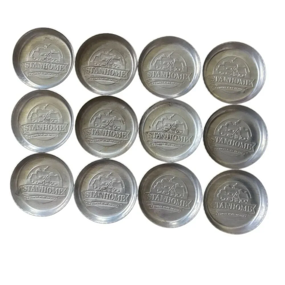 Vintage Stanhome Aluminum Coasters Stanley Home Product Cottage Scene Lot of 12